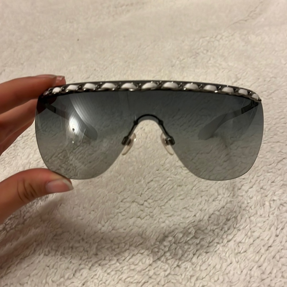 Chanel Rimless Shield Chain Sunglasses RARE - Picture 6 of 7